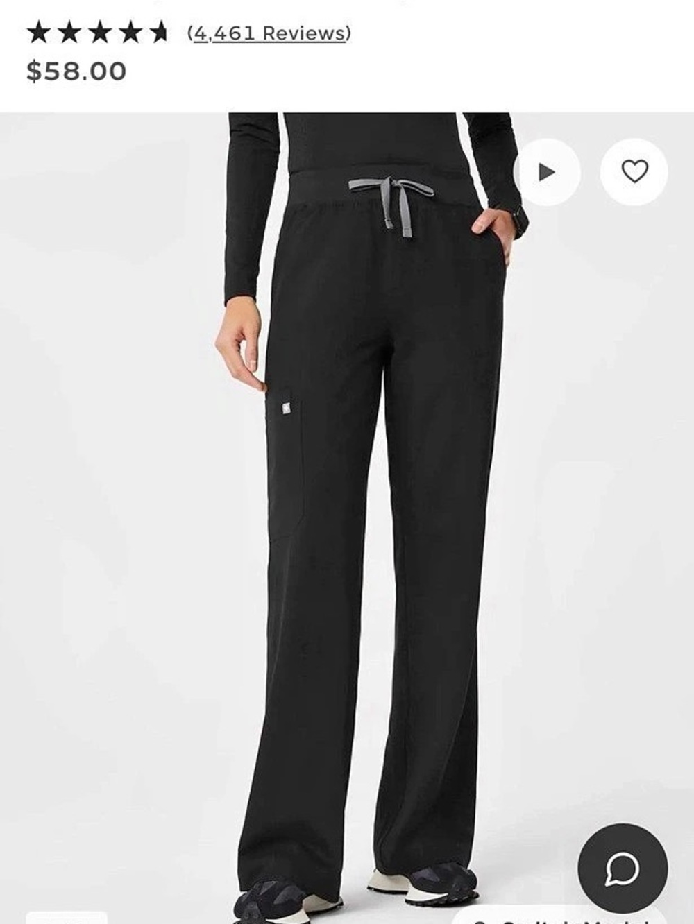 FIGS XLP Isabel High-Rise Wide-Leg Scrub Pant in Black